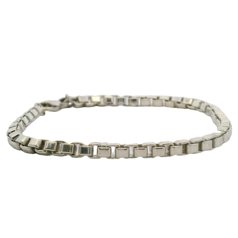 Tiffany & Co 925 Sterling Silver Venetian Link Box Chain 7.5" Bracelet