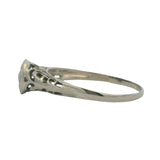 Antique 1920s Solid 14kt White Gold Small Diamond Solitaire Filigree Ring Size 5.75