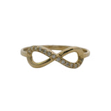 Solid 14kt Yellow Gold and Cubic Zirconia Infinity Symbol Ring Size 6.5