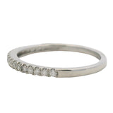 Solid 14kt White Gold and Diamond Thin 2mm Wide Half-Eternity Dainty Band Ring Size 7