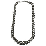 Vintage Navajo Native American 925 Sterling Silver Graduated Flower Disc Bead 28" Necklace