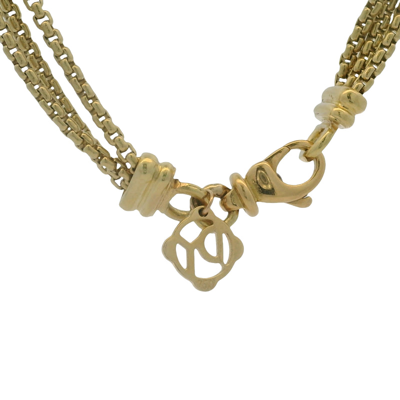 David Yurman Solid 18kt Yellow Gold Multi-Strand Box Chain Pearl and Diamond Lariat Necklace