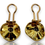 Vintage 1940s-50s 18kt Solid Yellow Gold Clip-On Earrings Florentine Finish With Rubies