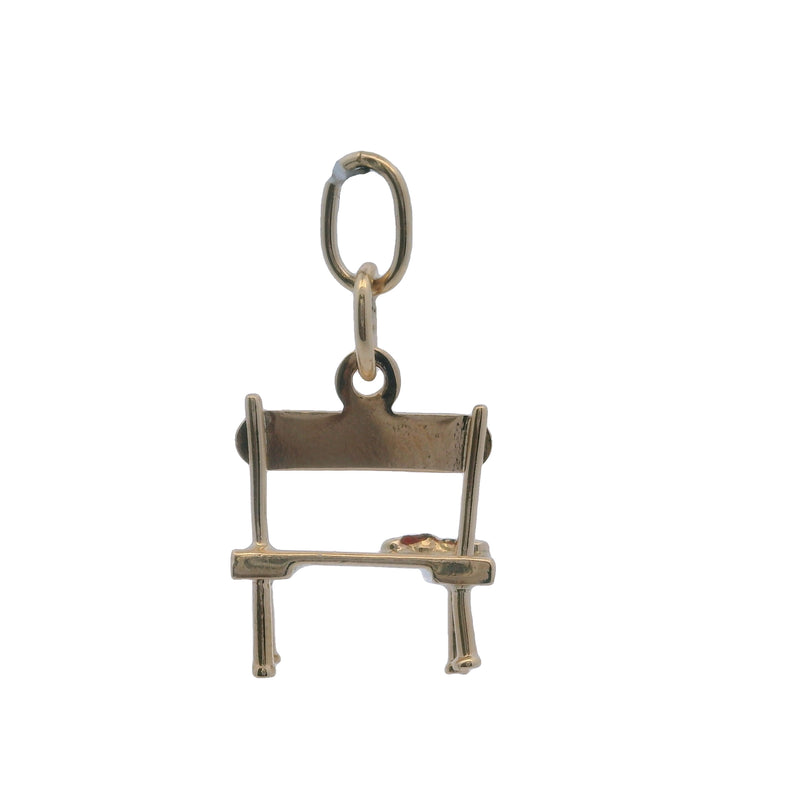 Vintage 14kt Yellow Gold Park Bench "Hold Me Tight" Hearts Love Charm