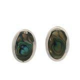 Mexican 925 Sterling Silver and Abalone 1.3" Clip-On Earrings