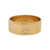 Toteme Solid 18kt Yellow Gold and Diamond Midi or Pinky Ring Cigar Band Size 3