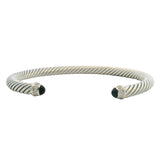 David Yurman 925 Sterling Silver Classic Cable Amethyst and Diamond Cuff Bracelet 7"
