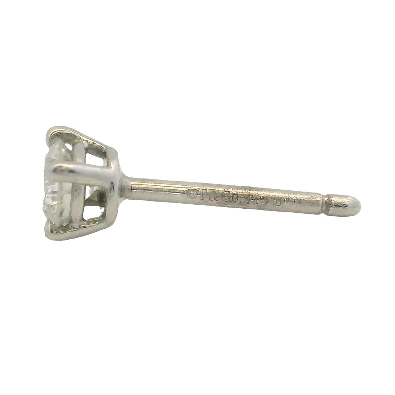 Tiffany & Co Solid 950 Platinum Solitaire 0.31ctw Diamond Stud Earrings