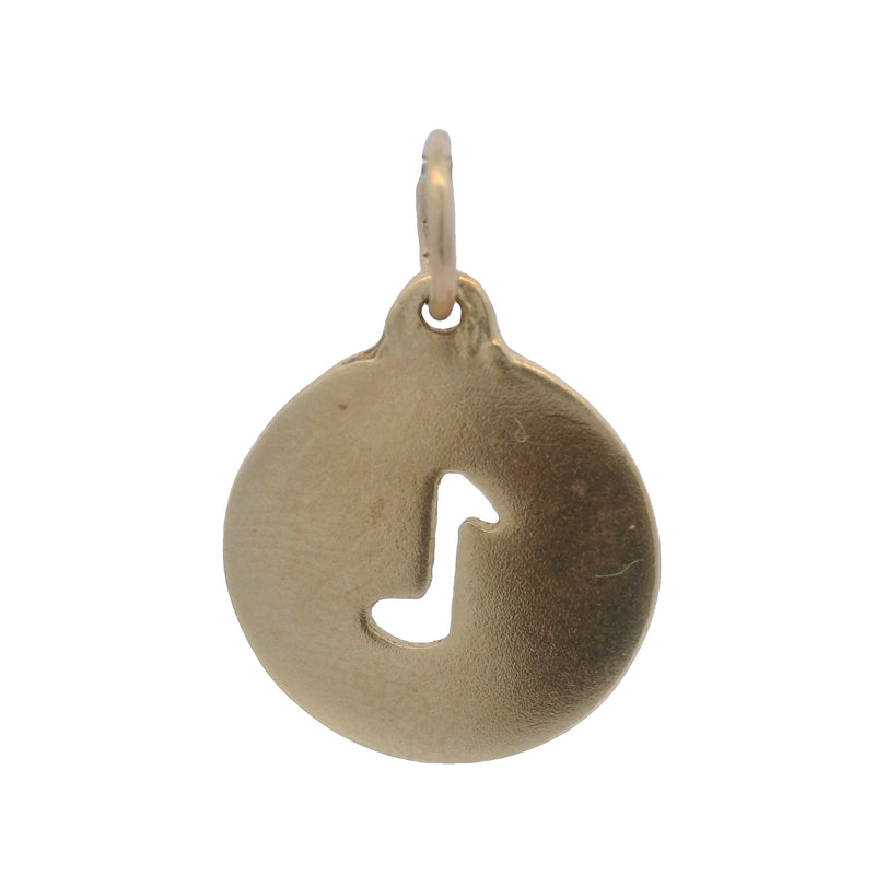 Colgante circular con nota musical recortada en oro amarillo de 14 kt de Helen Ficalora