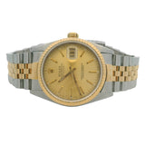 Rolex Datejust 16233 36mm Tapestry Champagne Dial 3135 1993 Steel 18K Gold Watch