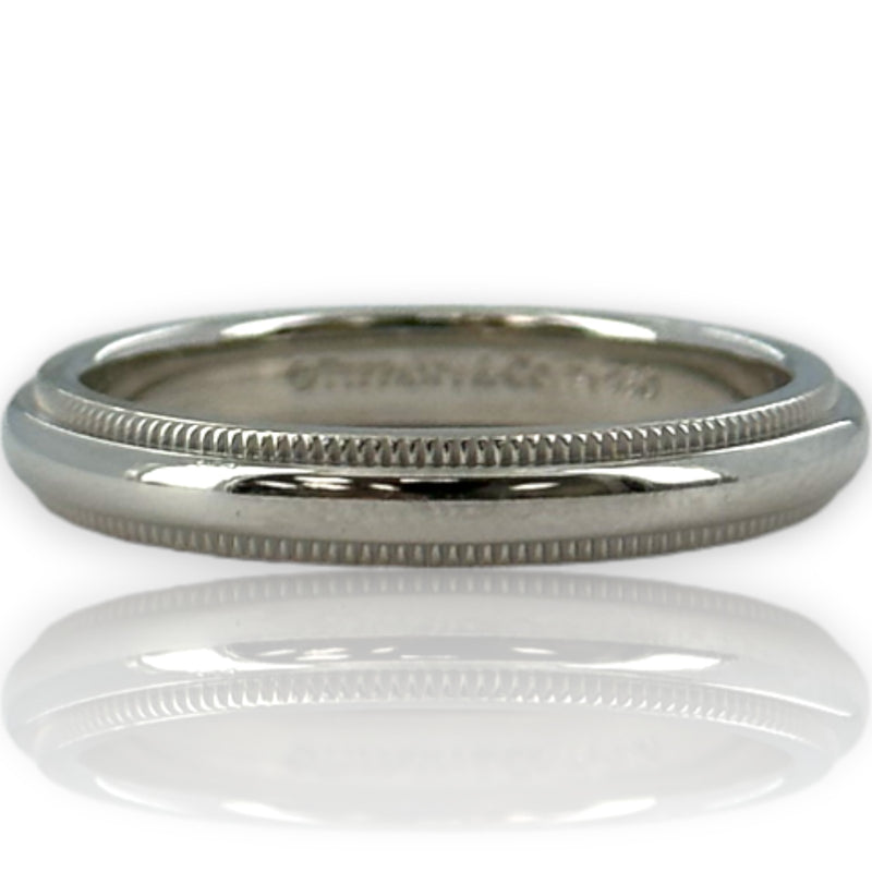 Tiffany & Co Together Collection Solid 950 Platinum Milgrain 3mm Band Wedding Engagement Ring Size 6.5