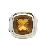 David Yurman Solid 925 Sterling Silver and Citrine Large Albion Ring Size 7