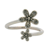 Retired Pandora 925 Sterling Silver CZ Dazzling Daisies Flowers Bypass Ring Sz 8
