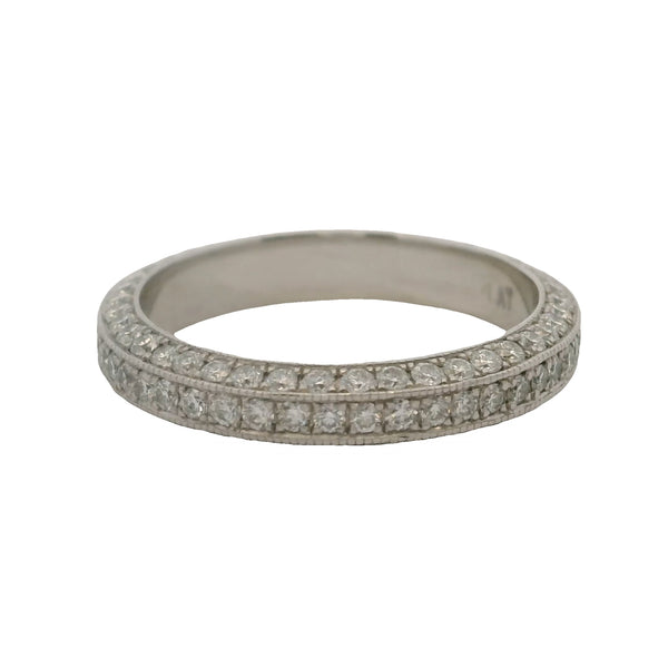 Vintage Platinum and 1.3ctw Diamond 3-Sided Eternity Band Wedding Stackable Ring Size 5.75