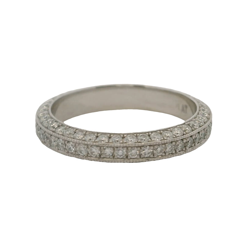 Vintage Platinum and 1.3ctw Diamond 3-Sided Eternity Band Wedding Stackable Ring Size 5.75