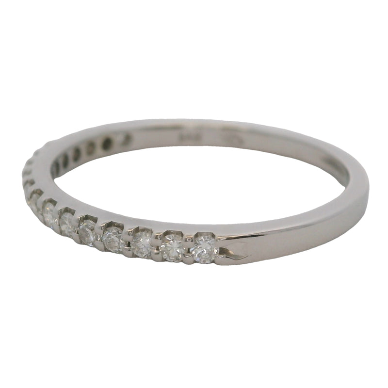 Solid 14kt White Gold and Diamond 2mm Stackable Wedding Band Ring Size 7