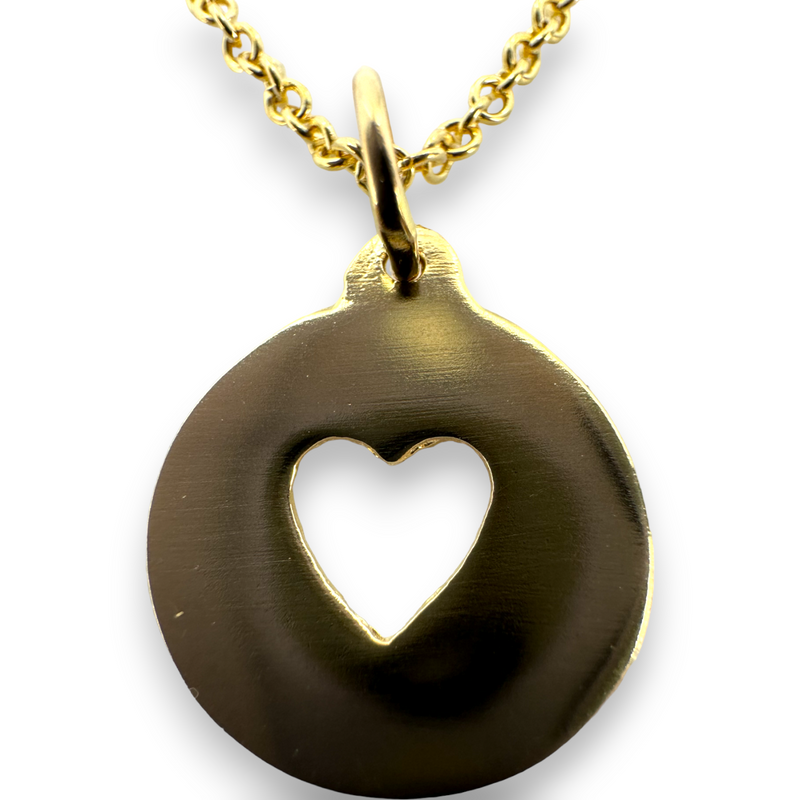 Helen Ficalora Heart Cutout Disk Pendant Charm 14k 585 Yellow Gold Necklace