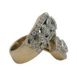 Solid 18kt Yellow Gold and VS 2ctw Diamond Large Heart Bypass Statement Ring Size 6.5
