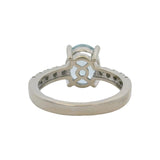 EFFY Solid 14kt White Gold Aquamarine Solitaire Ring with Diamond Sides Size 7