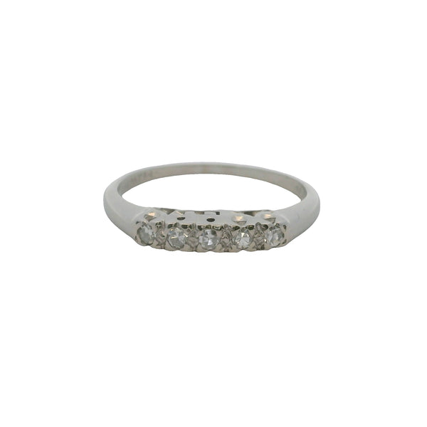 Anillo de bodas vintage de Polishook &amp; Son, años 50, en oro blanco de 14 kt y diamantes de 3 mm, talla 6,25