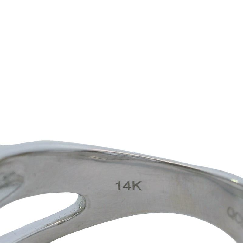 QCD 14kt White Gold and Diamond Crossover Cluster Ring Size 7
