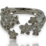 LALI Jewels Solid 14kt White Gold Rhodium Plated Open Wrap Ring with 0.75ctw Diamond Flowers Size 6.5