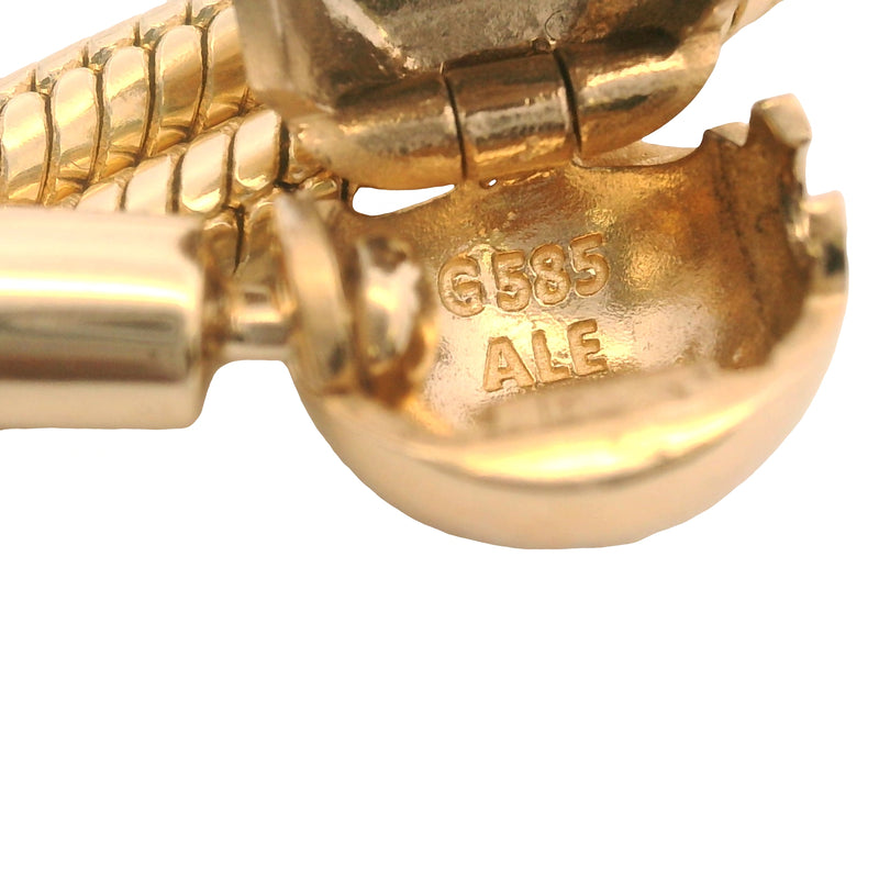 Pandora Moments Solid 14kt Yellow Gold Snake Chain Necklace with Round Clasp 17.5"