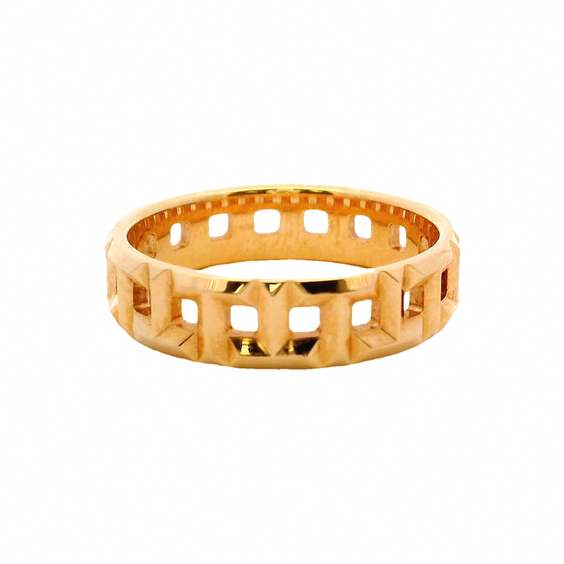 Tiffany & Co Solid 18kt Rose Gold Tiffany T Collection True Wide Ring with Alternating T Motif Size 9 Made in Italy