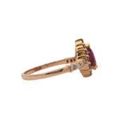 Solid 14kt Rose Gold Pear Cut Natural 1ct Ruby Ring with Diamond Halo Size 7