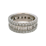 950 Platinum 3.22ctw Baguette Round Diamond Handmade Eternity Band Ring Size 5