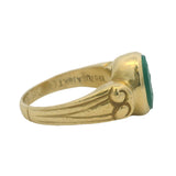 Vahe Naltchayan Vintage 1987 Solid 18kt Yellow Gold Chrysoprase Intaglio Ring Size 5