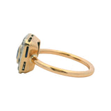 Antique 1890-1910s 14kt Yellow Gold Sapphire and Old Euro Diamond Halo Ring Size 5.5