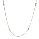 Solid 14kt Yellow Gold and Portrait Cut Sliced Diamond Station Necklace 18"