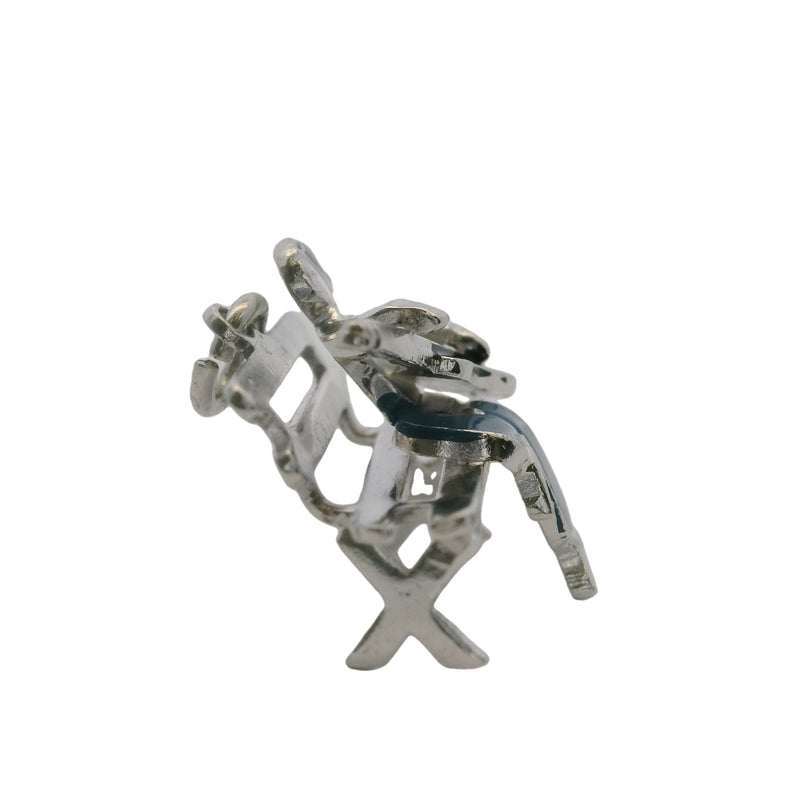 Vintage 925 Sterling Silver and Colored Enamel Guitar Player Musician Charm