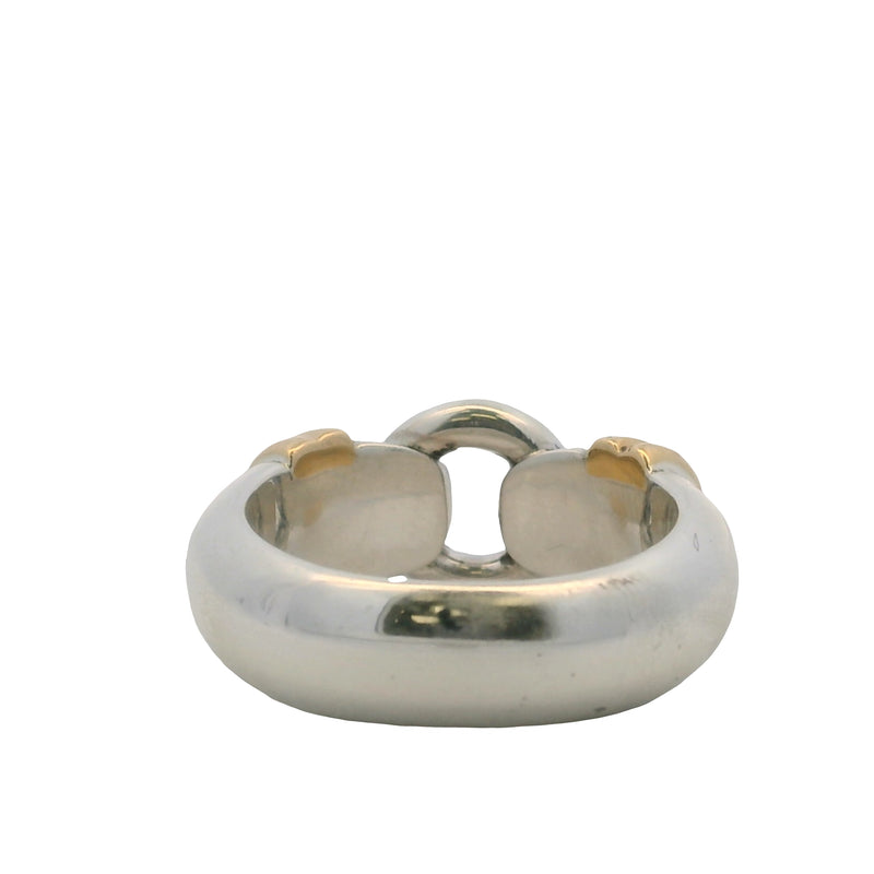 Vintage Tiffany & Co Italy 925 Sterling and 18kt Yellow Gold Circle Buckle Ring Size 7