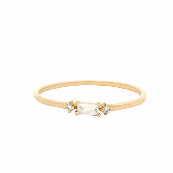 Solid 14kt Yellow Gold Fashion Ring with Baguette and Round Cut Cubic Zirconia CZ Size 10