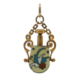 Antique Victorian 14kt Yellow Gold Old Mine Diamond and Pearl Flower Dangle Necklace Pendant