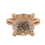 David Yurman Solid 18kt Rose Gold Chatelaine Ring Morganite and Diamonds Size 6