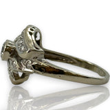 Vintage 1950s Solid 14kt White Gold Round Brilliant Diamond Handmade Cocktail Ring Size 8