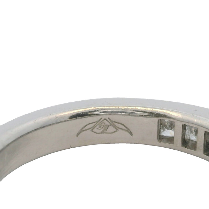 Solid Platinum and Princess Cut Diamond Channel Set 3.3mm Wedding Stackable Band Ring Size 6.5