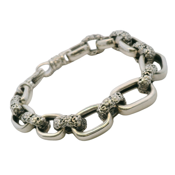 JAI by John Hardy 925 Sterling Silver Forget-Me-Not Floral Large-Link Bracelet 8"