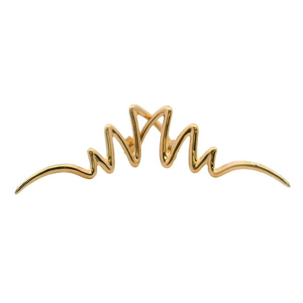 Solid 14kt Yellow Gold Zig-Zag Brushstroke Long Stud Earrings