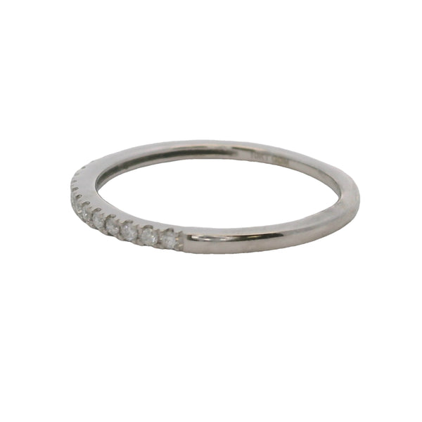 10kt White Gold and Diamond Thin Dainty 1.6mm Stackable Wedding Band Ring Size 7