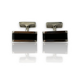 Hugo Boss Rectangular Stainless Steel Cufflinks Black Color Italy