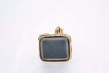 Victorian Quartz Non Carved Intaglio Charm 925 Sterling Silver Fob Seal Pendant
