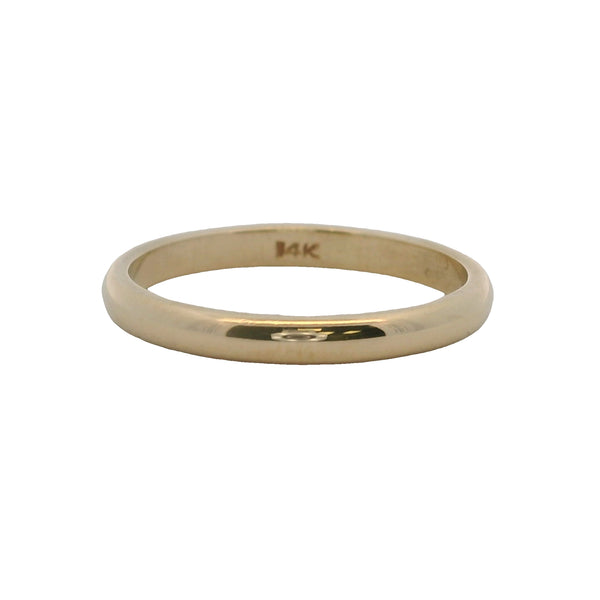 Vintage 14kt Yellow Gold 2.3mm Wide D-Shape Wedding Band Ring Side 6
