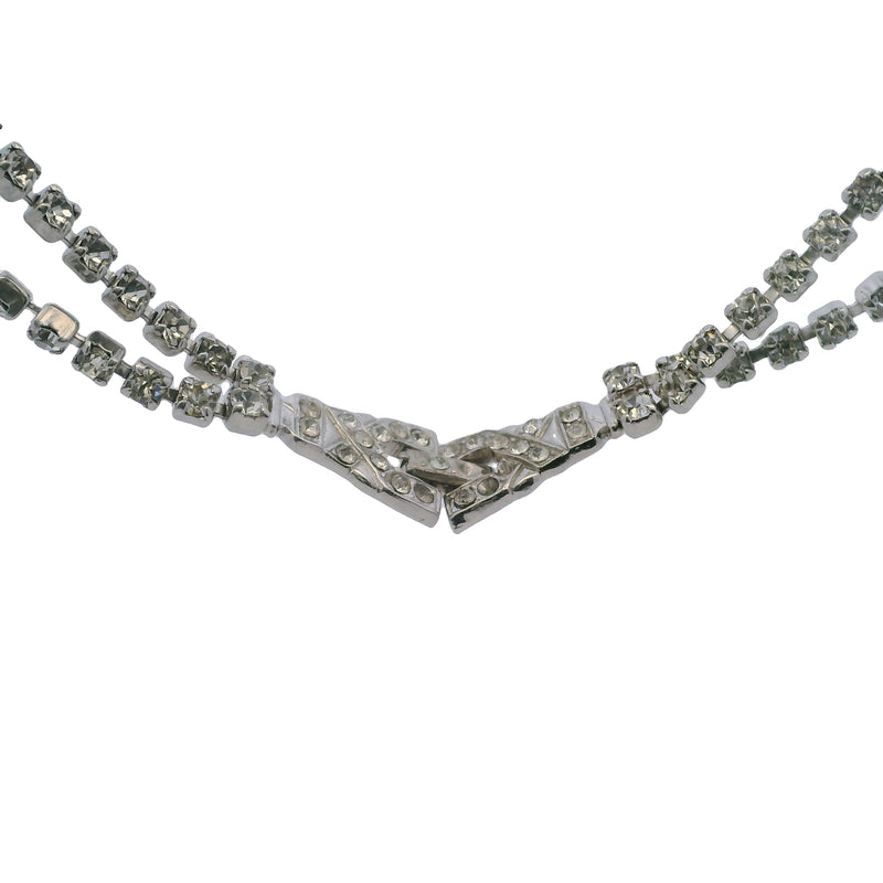1940-1960 Phyllis Originals Glass Rhinestone and Sterling Silver Sparkling Collar Necklace