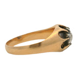 Antique Georgian Silver-Backed Rough Diamond in Victorian 18kt Yellow Gold Belcher Setting Ring Size 10