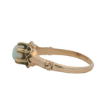 Antique Late Victorian Solid 14kt Rose Gold Blue-Green Opal Belcher Setting Solitaire Ring Size 6