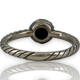 David Yurman Signed 925 Sterling Silver Cord Ring With Black Diamond Cluster Size 8
